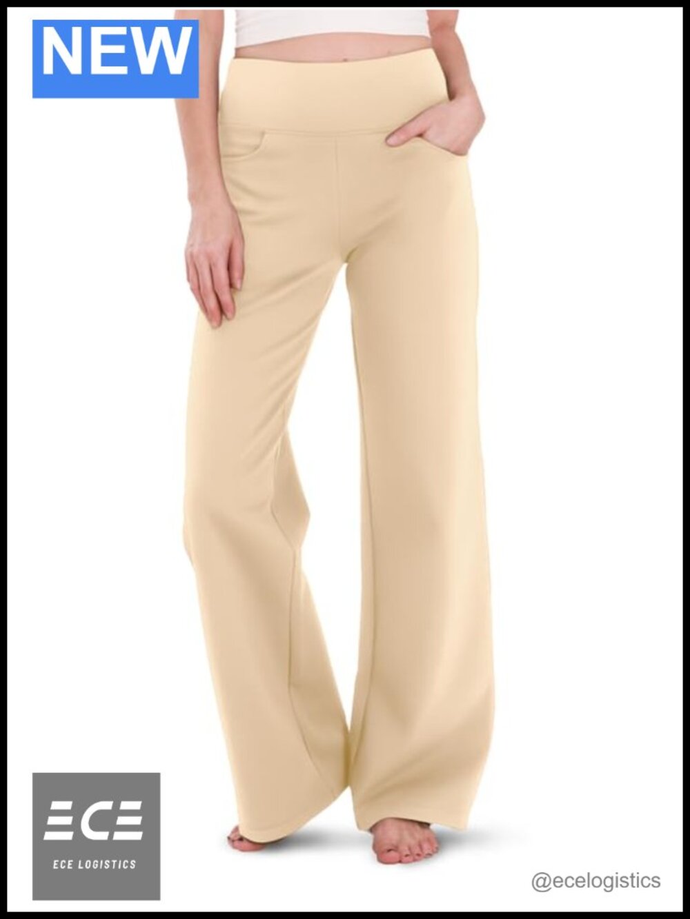 Women's Cotton Wide Leg Yoga Pants High Waist Loose Lounge Trousers with Pockets
